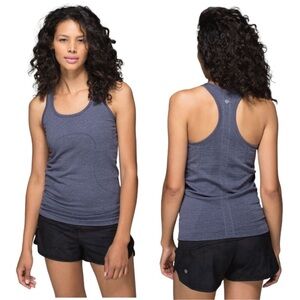 Lululemon Run Swiftly Tech Fitted Tank Top Heathered Cadet Blue
Striped